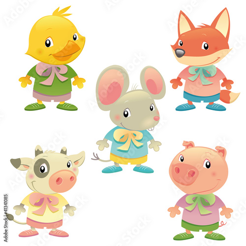 Cute animal family. Vector isolated characters.