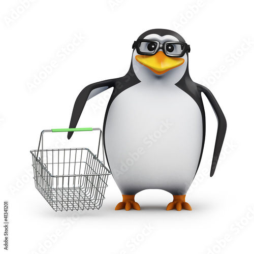 3d Penguin in glasses goes shopping © Steve Young