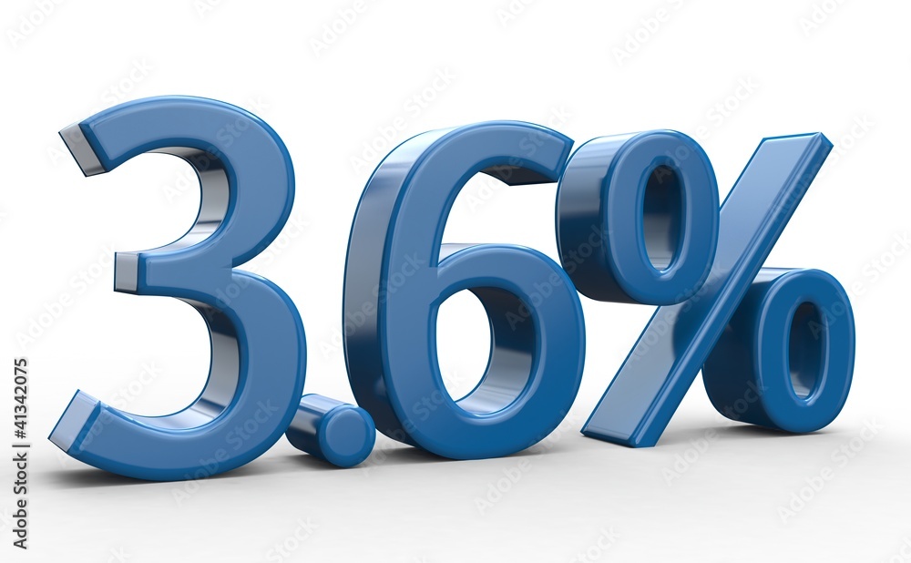 3.6 % 3d Schrift blau 3.6 % 3d Schrift blau