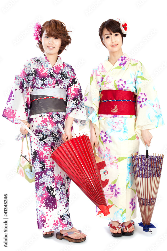 Beautiful kimono women. Portrait of asian women.