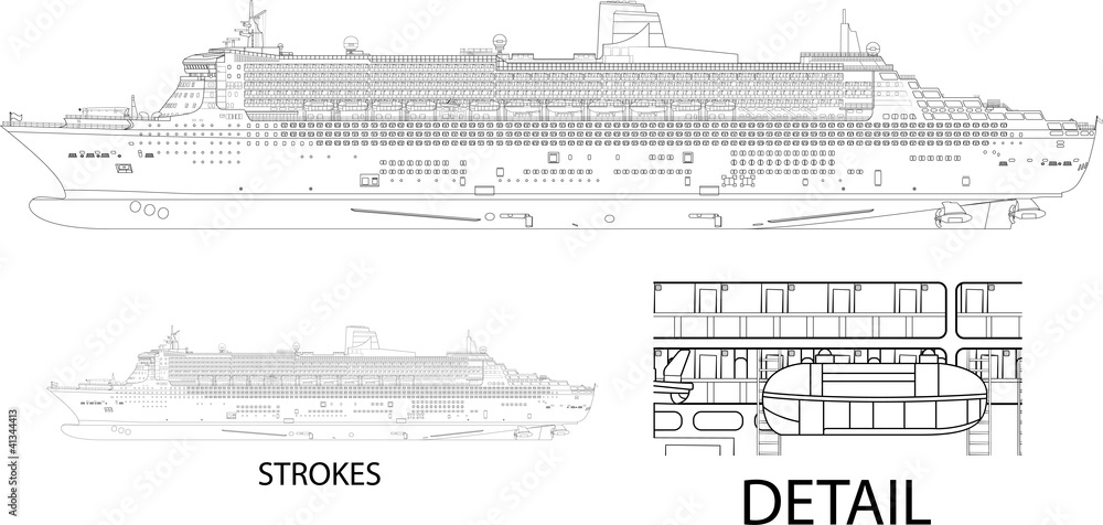 High detailed vector of Queen Marry 2 cruise ship