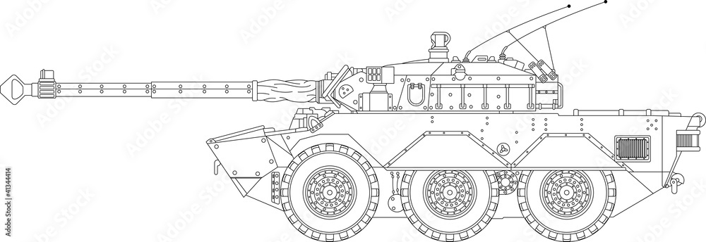 High detailed vector of a modern tank - side view
