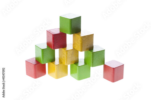 Pyramid with wooden cubes