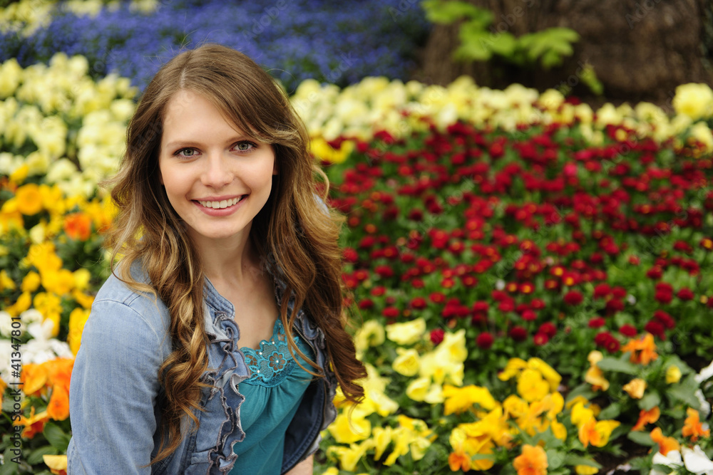 spring: young woman and flowers spring: young woman and flowers