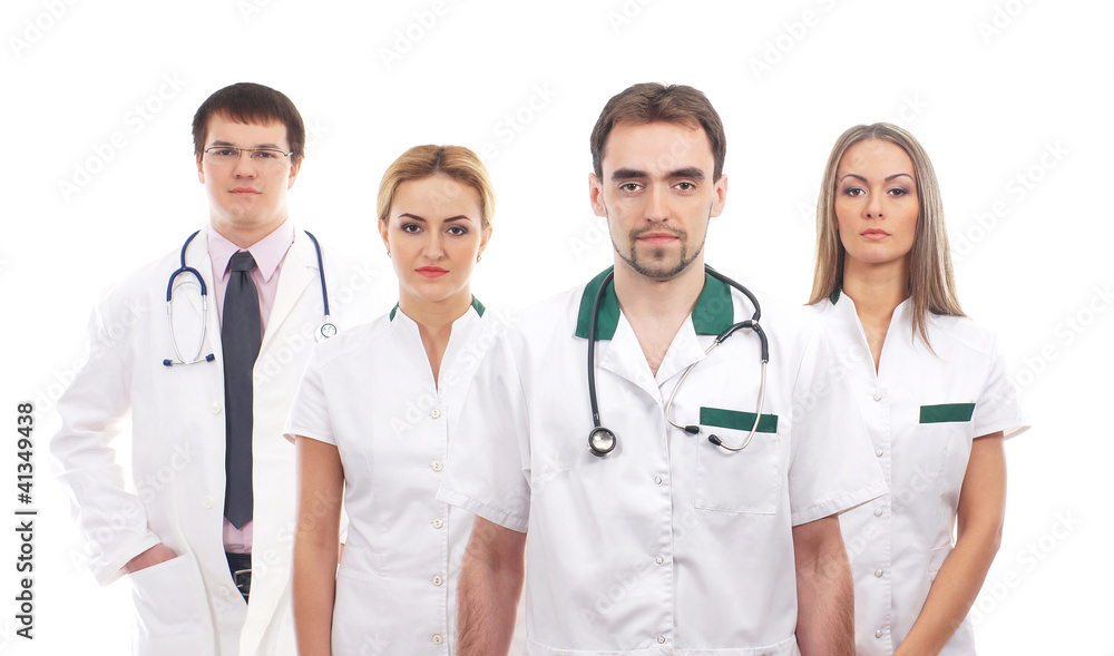 A team of young and smart medical workers on white A team of young and smart medical workers on white