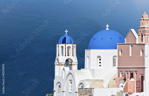 Traditional scenic church at Santorini island in Greece