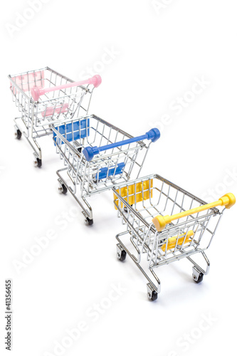 Shopping carts on white