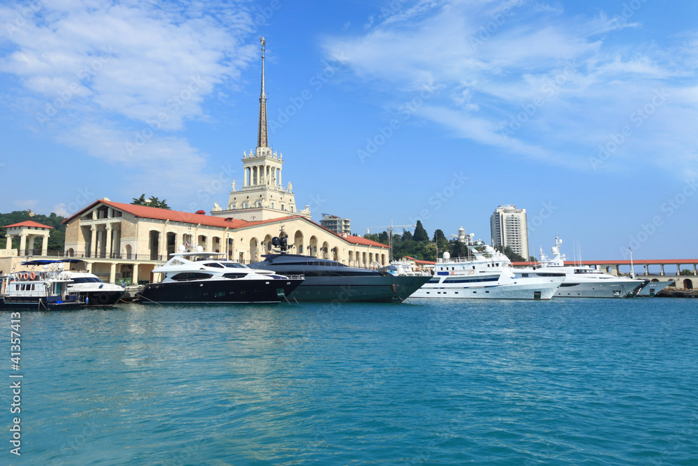 yachts on raid in port of the Sochi