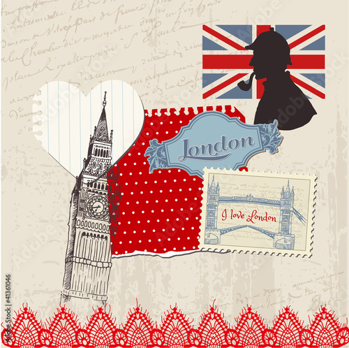 Scrapbook Design Elements - London Vintage Set - in vector