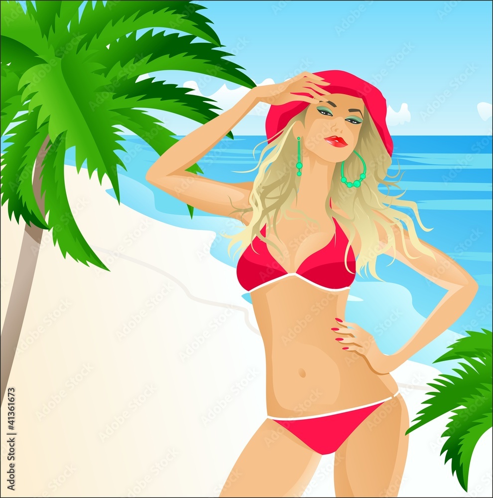 Naklejka premium beach Girl