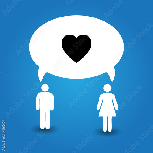 Abstract speakers silhouettes with big  bubble love