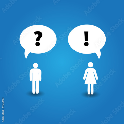 Abstract speakers silhouettes with big bubble