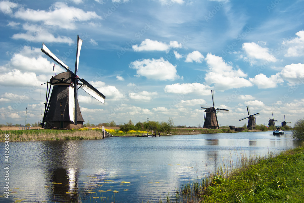 Obraz premium beautiful duch countryside with windmills