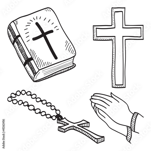 Christian hand-drawn symbols illustration