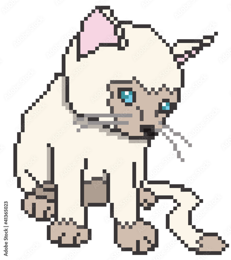 Fototapeta premium Pixel Kitten Isolated