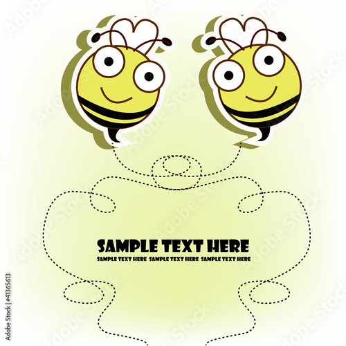 Postcard with two bees