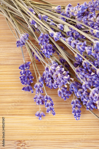 Dried lavender on a wooden desk