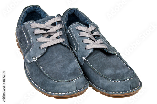 Grey leather men shoes