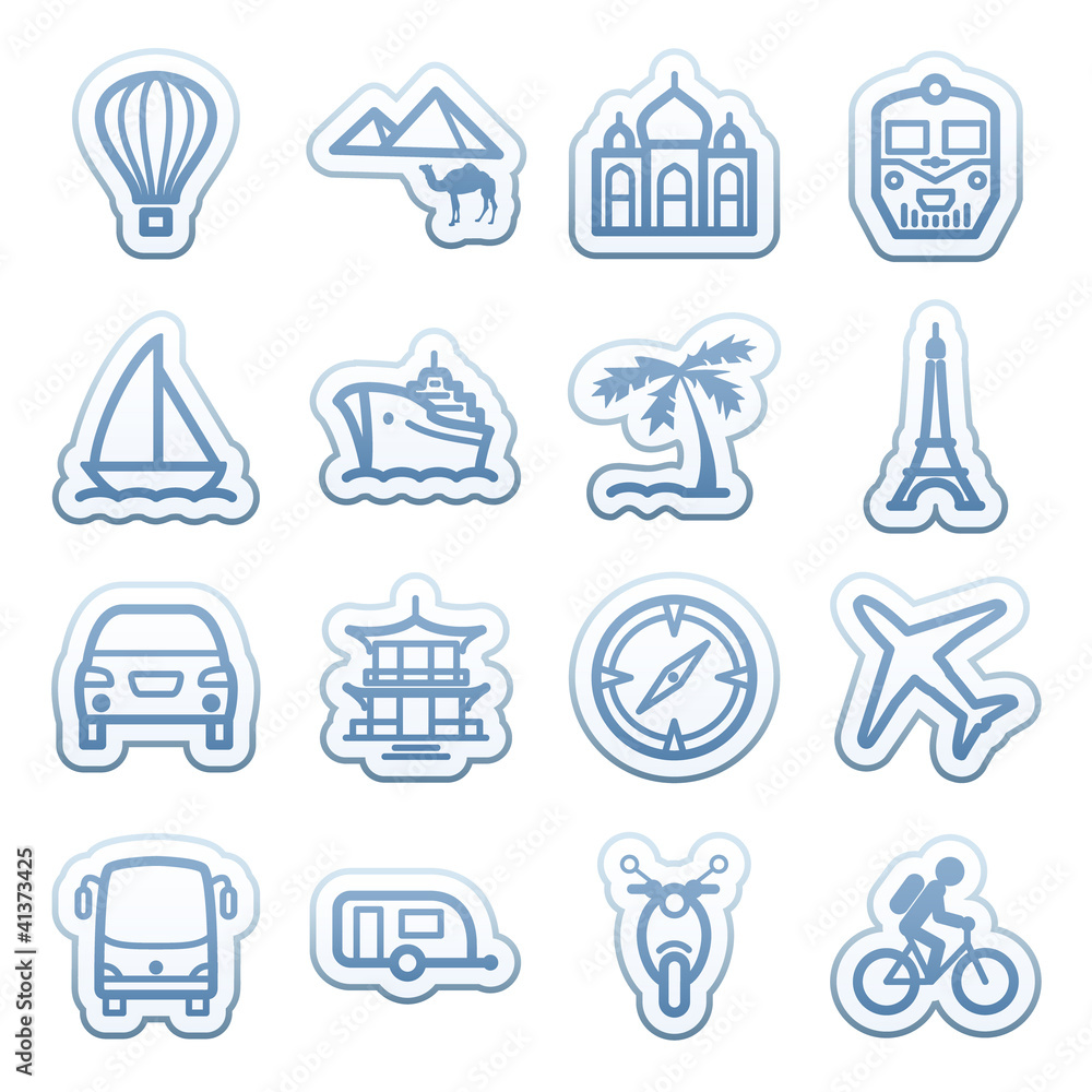 Blue web stickers with icons 7 Blue web stickers with icons 7
