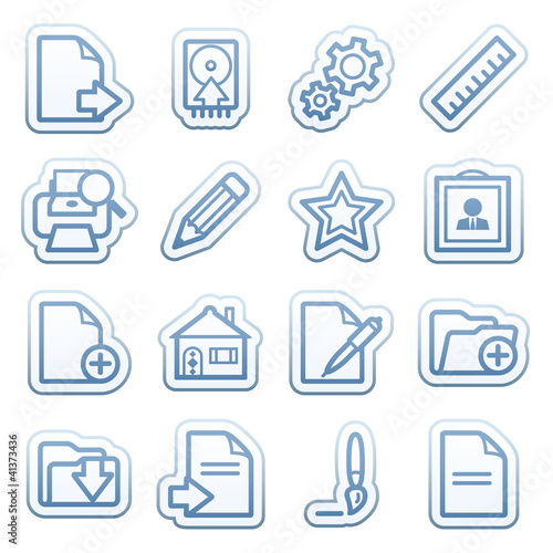 Blue web stickers with icons 12