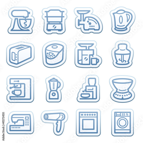 Blue web stickers with icons 17