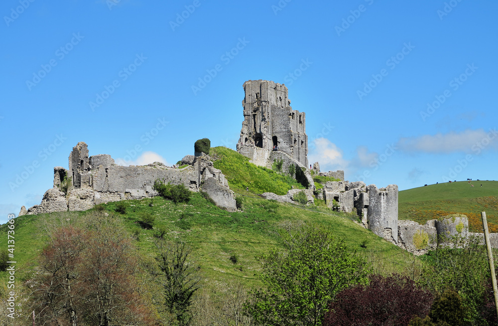 Remains of Corfe Castle in England