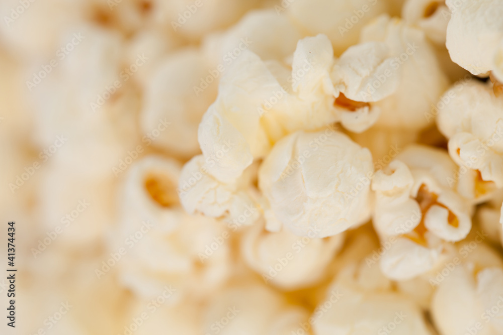 Close up on blurred  popcorn