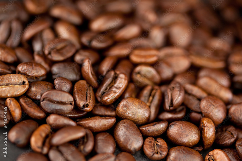 Beans of coffee laid out together