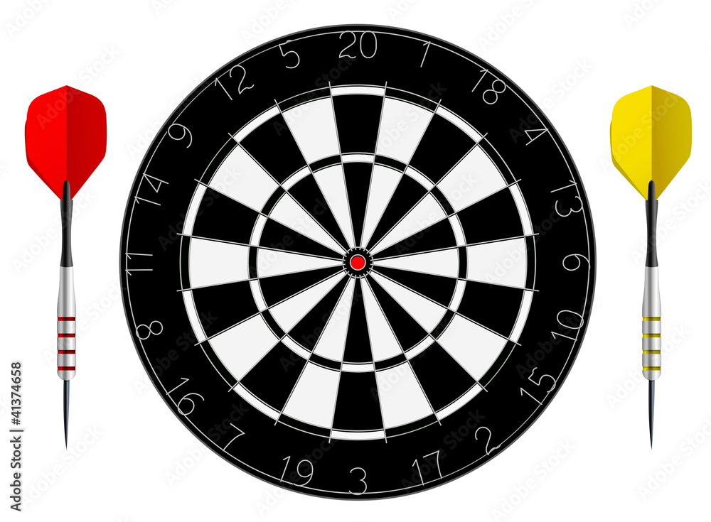 Dartboard with two darts Dartboard with two darts