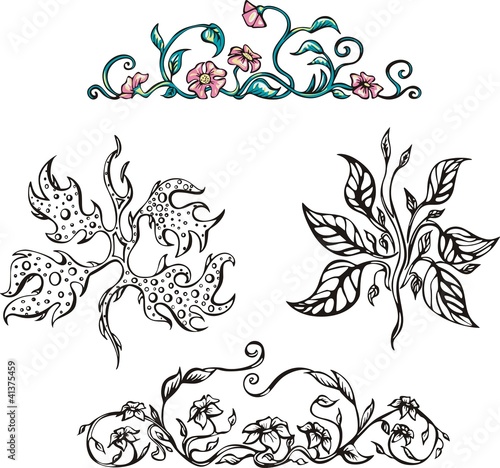 Floral ornamental patterns. Vector set