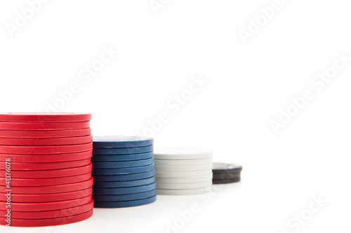 Piles of poker tokens