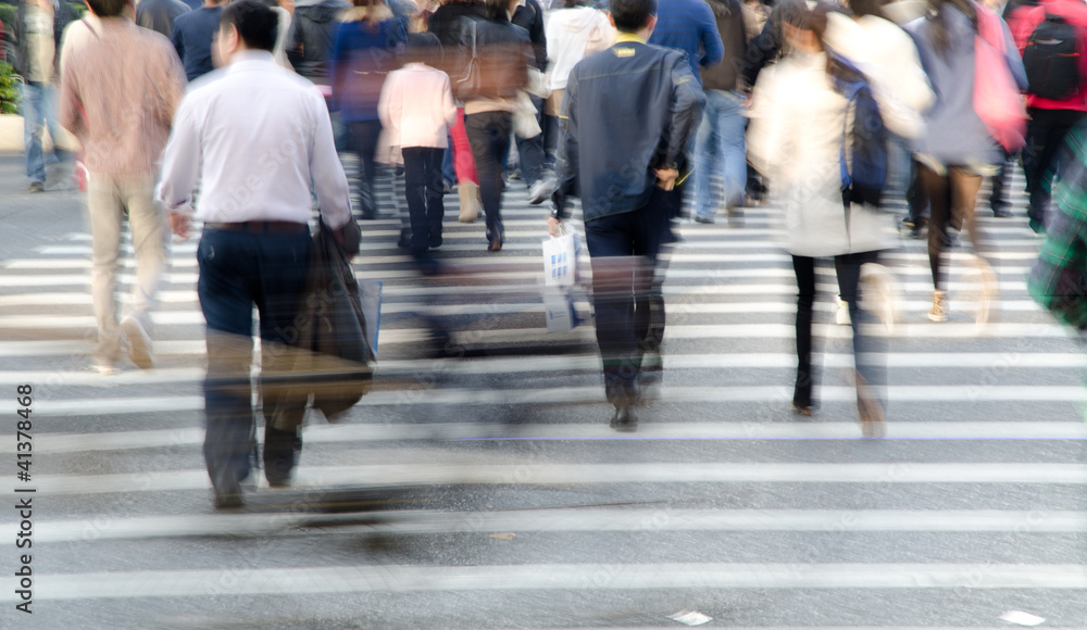 people crowd on zebra crossing street people crowd on zebra crossing street