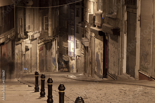 Photography Dark street in night, Istanbul, Turkey