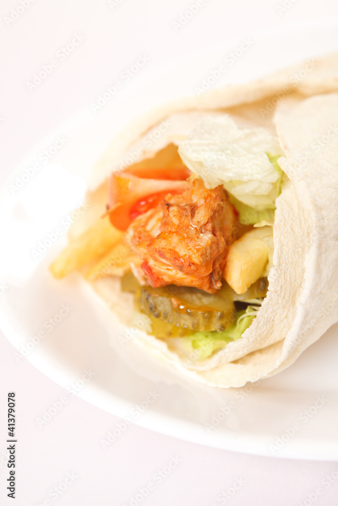 tortilla with meat and vegetables tortilla with meat and vegetables