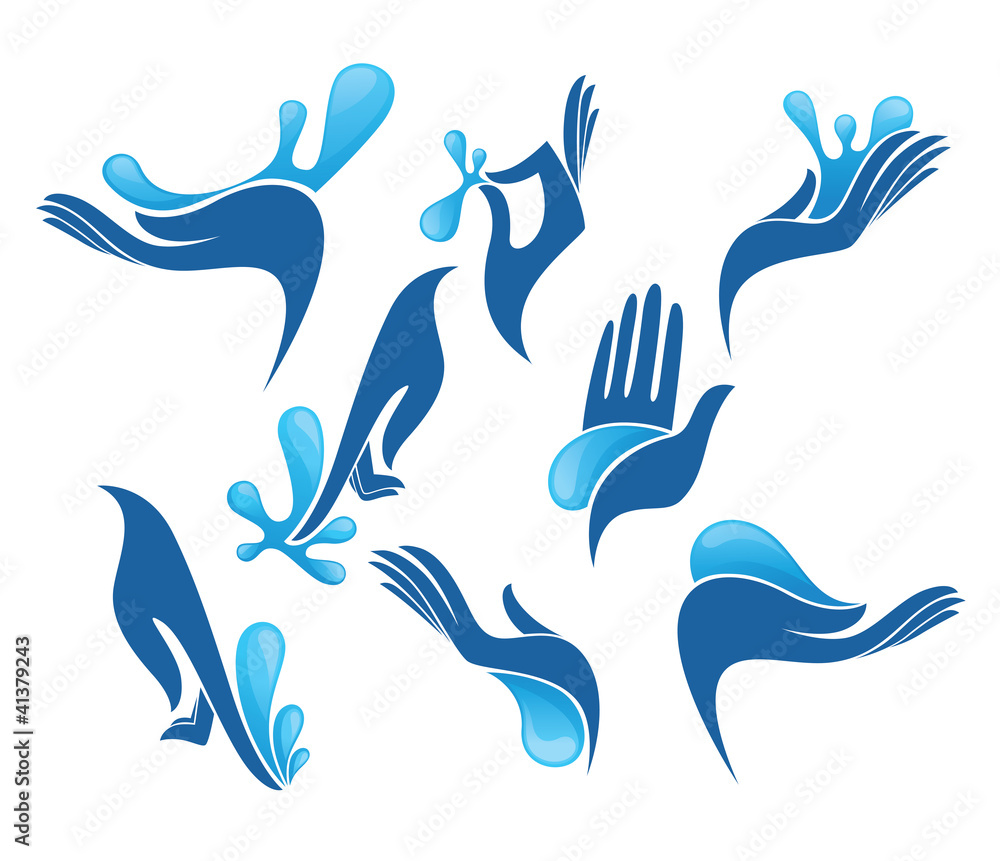 vector collection of clean women hands and fresh water