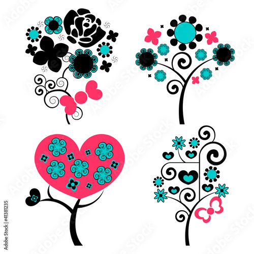Floral colorful design nature elements