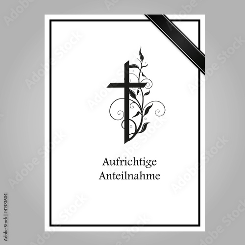 mourning card with floral ornament