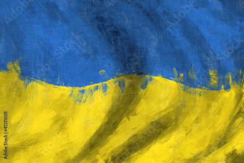 Fototapeta Flag of Ukraine abstract painting background
