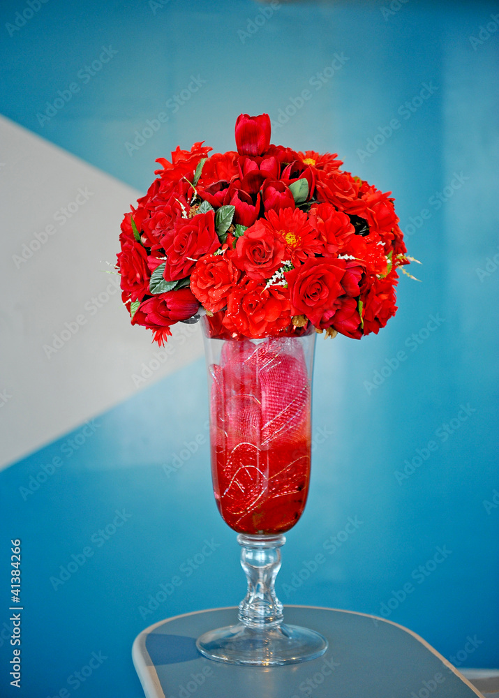 Beautiful red roses in vase