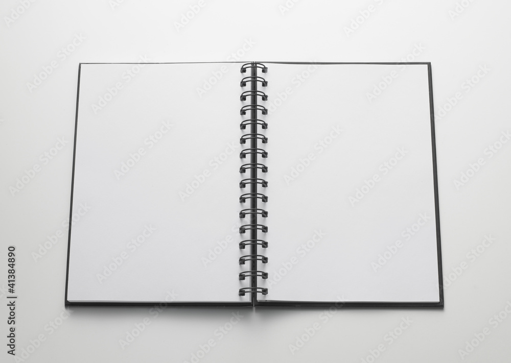 open notebook, white pages - quaderno aperto, pagine bianche Stock