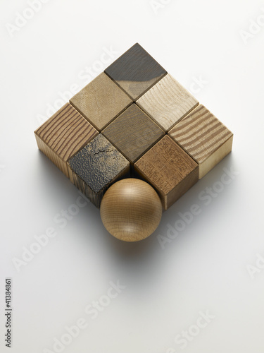 Wallpaper Mural cubes and wooden ball - cubi e sfera di legno Torontodigital.ca