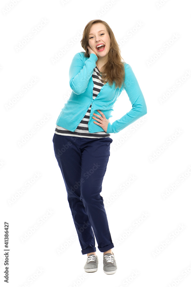 Young woman cheering