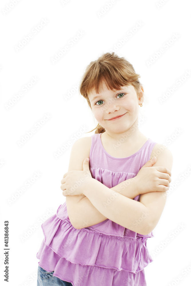 Portrait of a cute young girl standing with folded hands Portrait of a cute young girl standing with folded hands