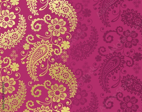 traditional paisley floral pattern  textile   Rajasthan  royal India