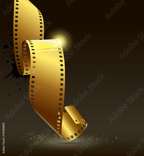 Camera film roll gold color, vector