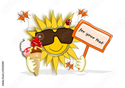 Sonne, Sommer, Eis mit Textfeld