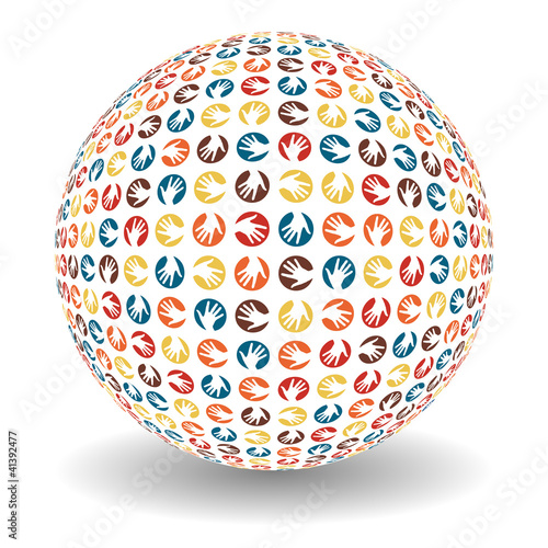 Global hands ball shape vector design.