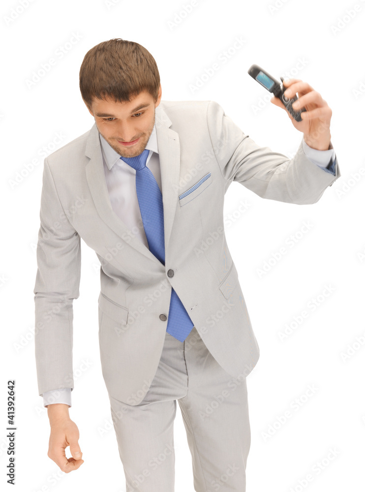 angry man with cell phone