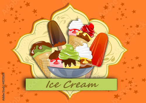 Eis, Eisbecher Illustration