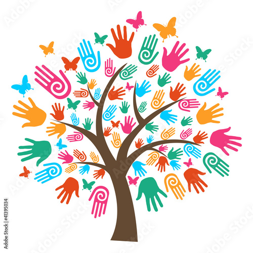 Isolated diversity tree hands photo